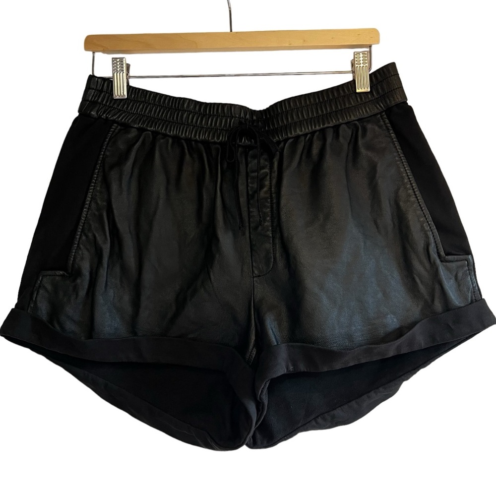 Helmut Lang leather panel cuffed shorts size L excellent condition